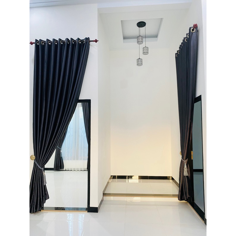Gorden Blackout Doff Abu tua Regina Hoki polos Serat Kayu - Kain Tebal Premium Imfort Gorden Pintu J