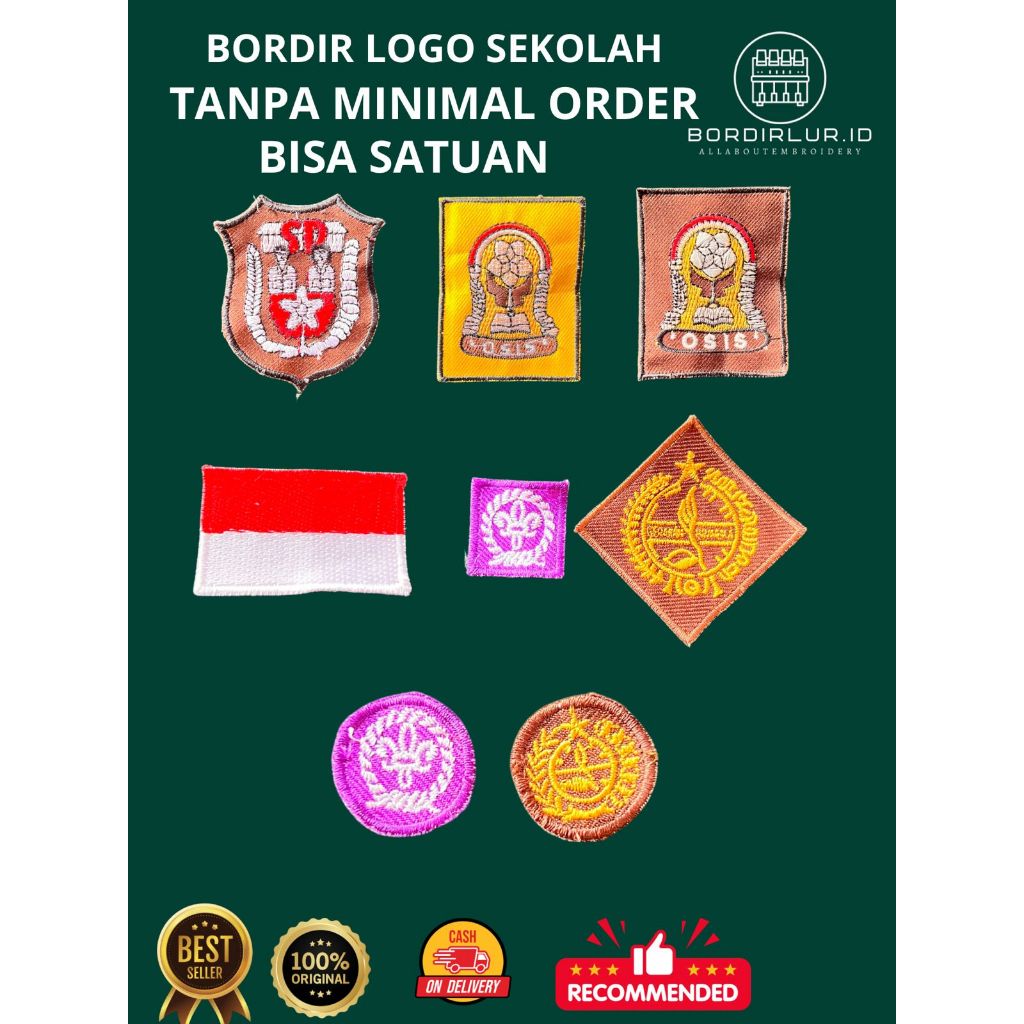 Bordir Logo Sekolah / Logo Sekolah / Logo Pramuka / Logo Sekolah Satuan