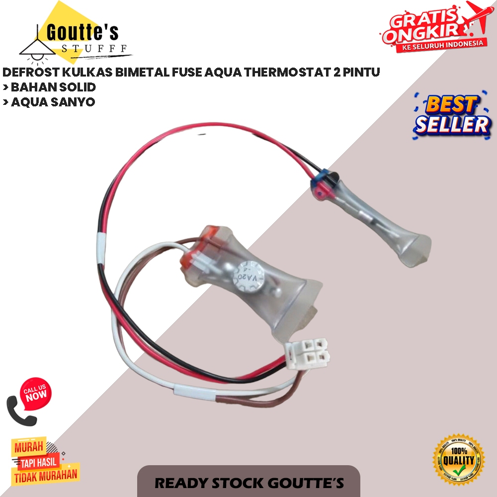 DEFROST KULKAS BIMETAL FUSE AQUA THERMOSTAT 2 PINTU