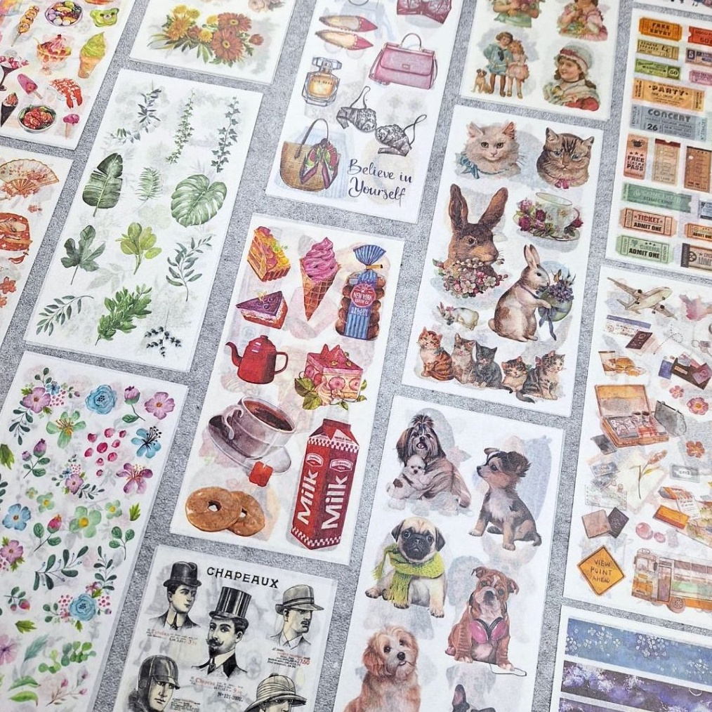 

SENSASIONAL SMALL FRESH FLAT STICKERS JAPANESE ART PAPER NEW Sticker set 3 pcs dengan berbagai macam tema unik