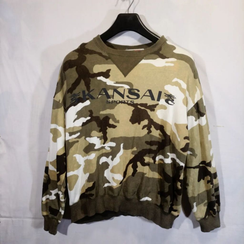 SWEATER CREWNECK KANSAI YAMAMOTO CAMO, SIZE L (SECOND BRANDED) PEKAT, CN0071