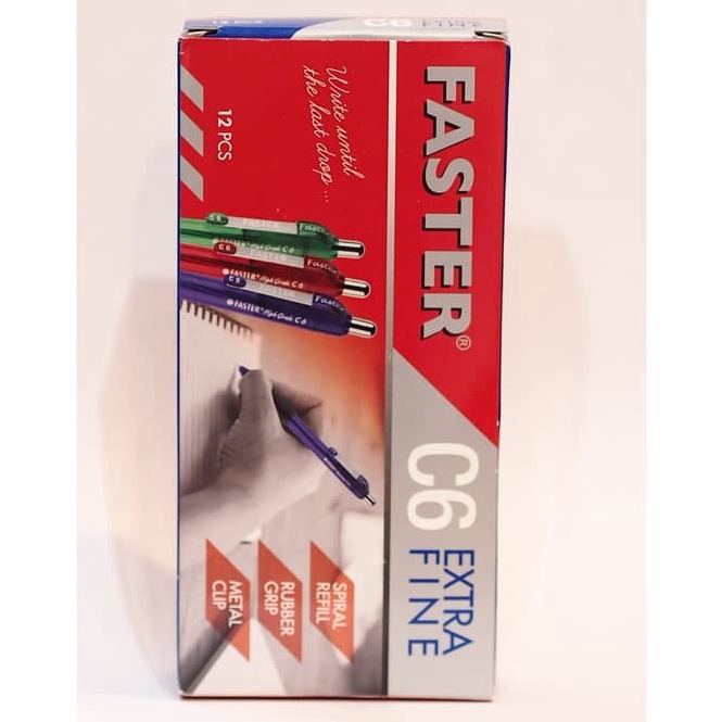 

Faster Ballpoint Pulpen C6 7 mm isi 12 pcs black blue l O4J6