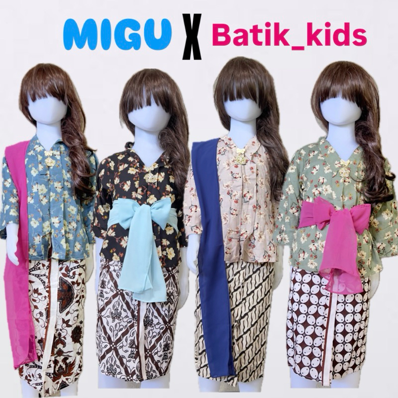 MIGU X BATIK KIDS KEBAYA ANGGUN JAWA BALI MOTIF BUNGA KATUN JEPANG LENGAN PANJANG BUAT HIJAB MUSLIM 