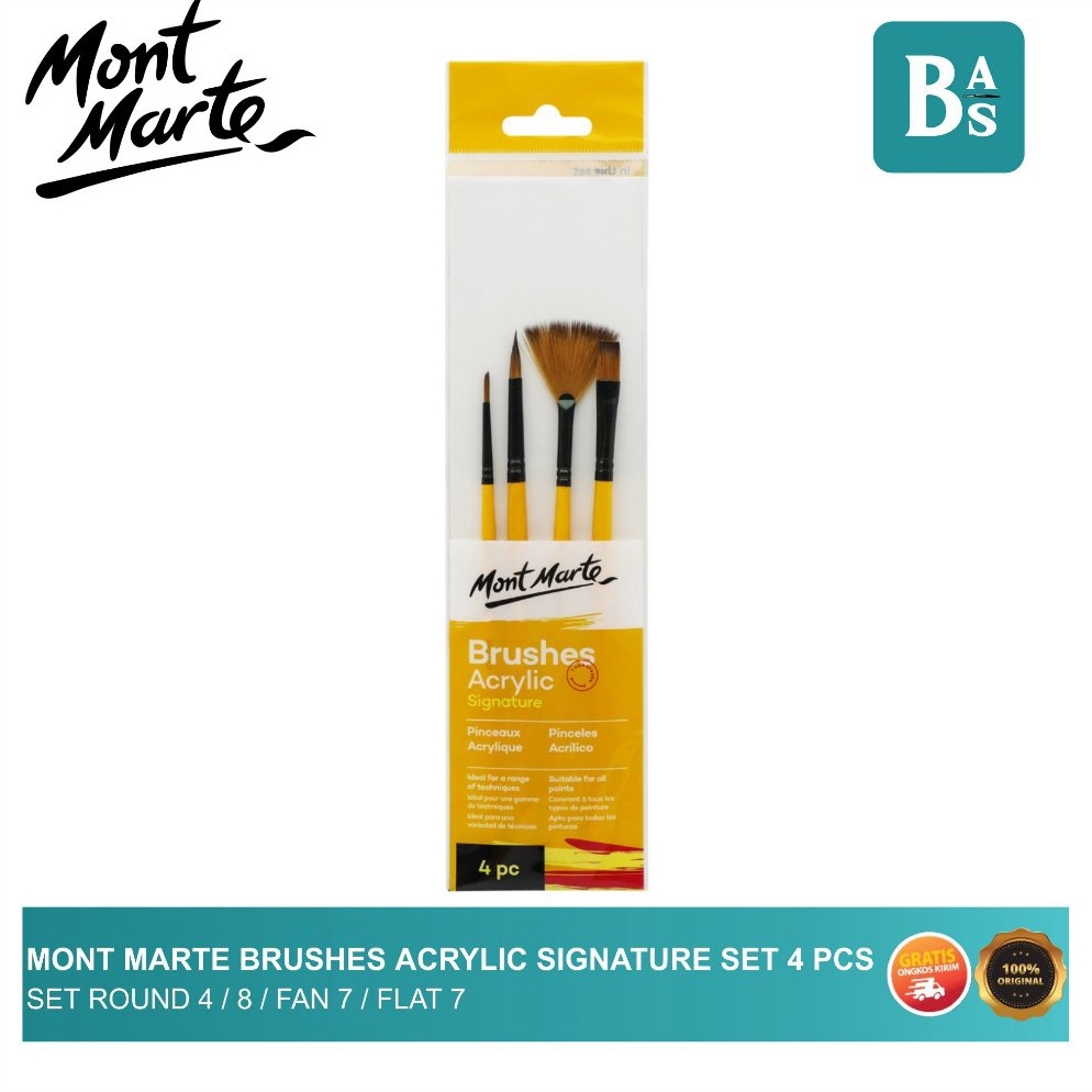 

MONT MARTE GALLERY SERIES BRUSH SET ACRYLIC 4 PCS ROUND 48 FLAT 7 FAN 7 Kuas Lukis g EX4
