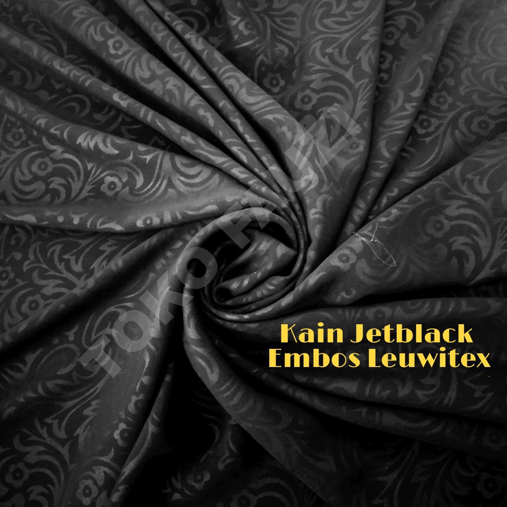 Jetblack Emboss 1m  Kain Emboss Jetblack Hitam Pekat Leuwitex Original KODE E3A1