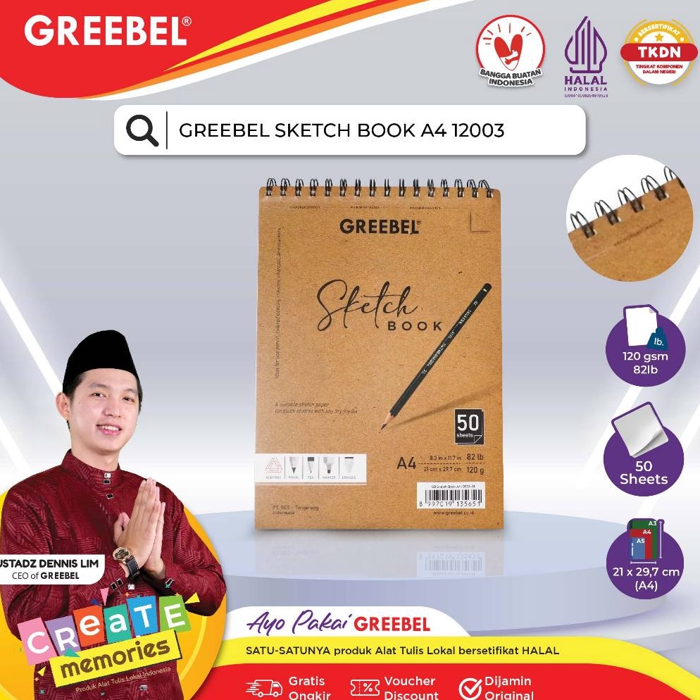 

GREEBEL SKETCHBOOK A4 123 Buku Gambar Sketsa Drawing Book l U7S2