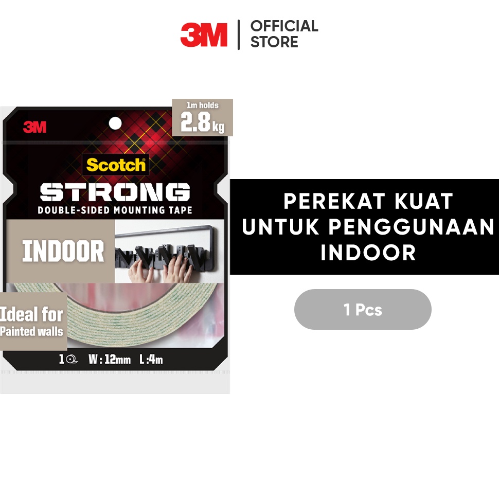 

3M Scotch Double SidedMounting Tape Strong 1M menahan hingga 45kg 1 pc 1 mm x 4 m Untuk pengunaan dinding dalam ruangan h IW2