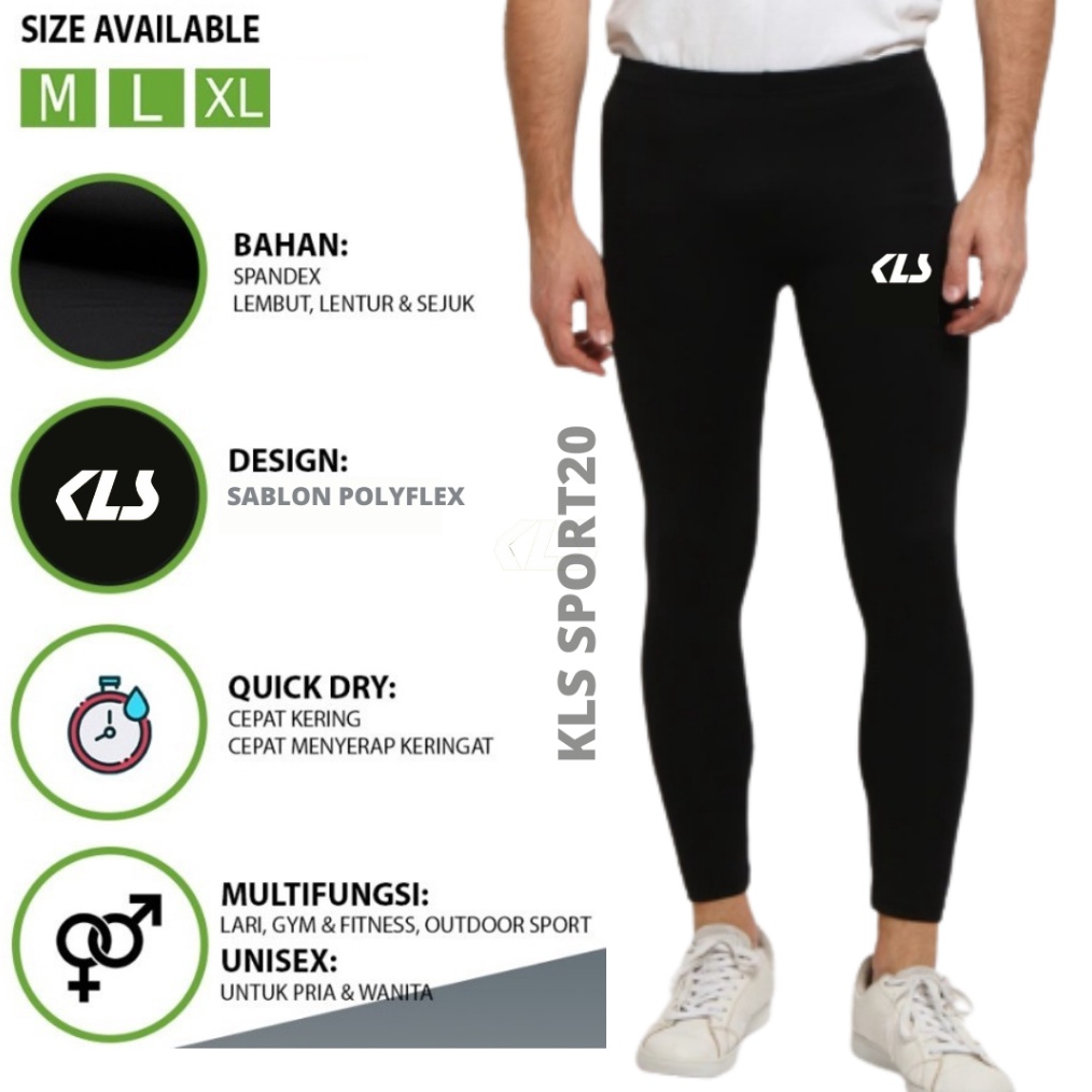 KODE D17S Celana Legging Sport Pria Leging Wanita Premium Spandex Elastis Lejing Olahraga KLS Laging