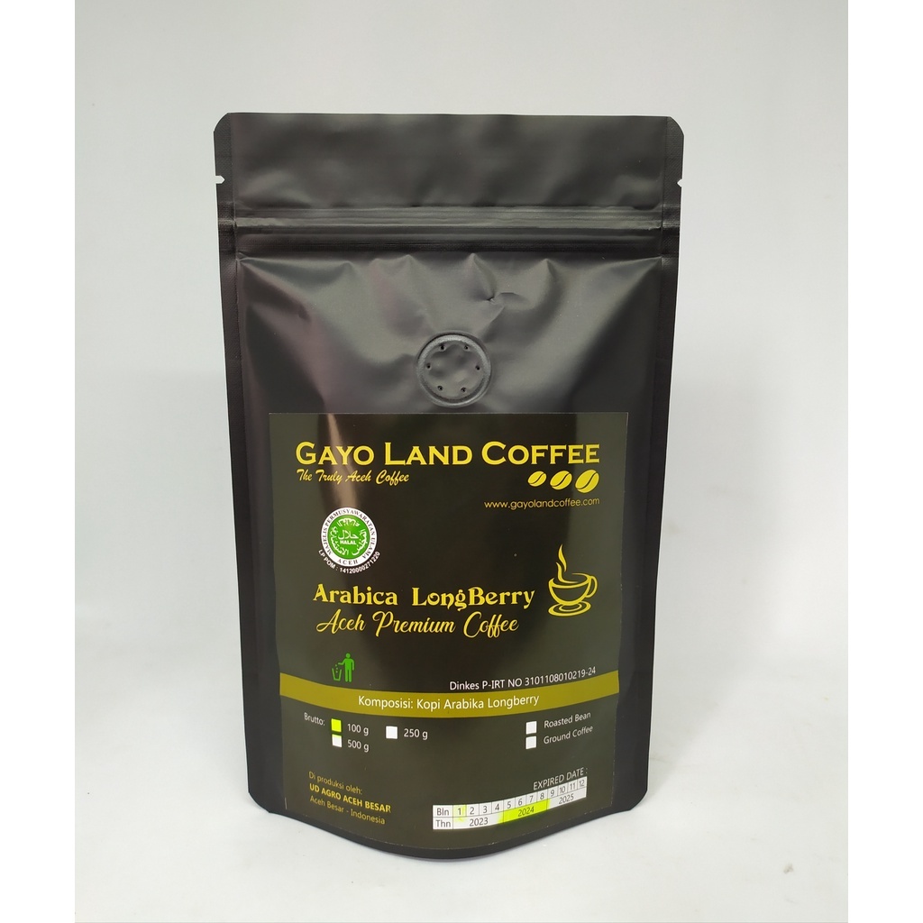 

Gayo Land Coffee Aceh Arabica Long Berry 250 gram (Bubuk/Biji Kopi Arabika)