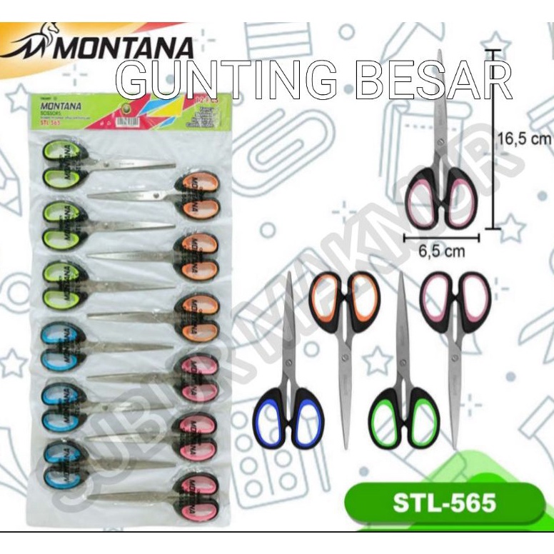 

1Lusin Gunting Kertas Renteng BESAR MONTANA STL 565 M2 SMD665 Hitam Gagang OVAL Termurah i K2O7