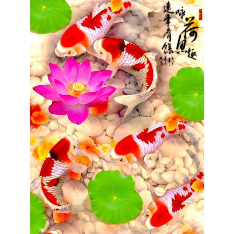 

DIY Full Drill Diamond Painting Koi Fish Ukuran 3x4cm Round Diamond t OH4