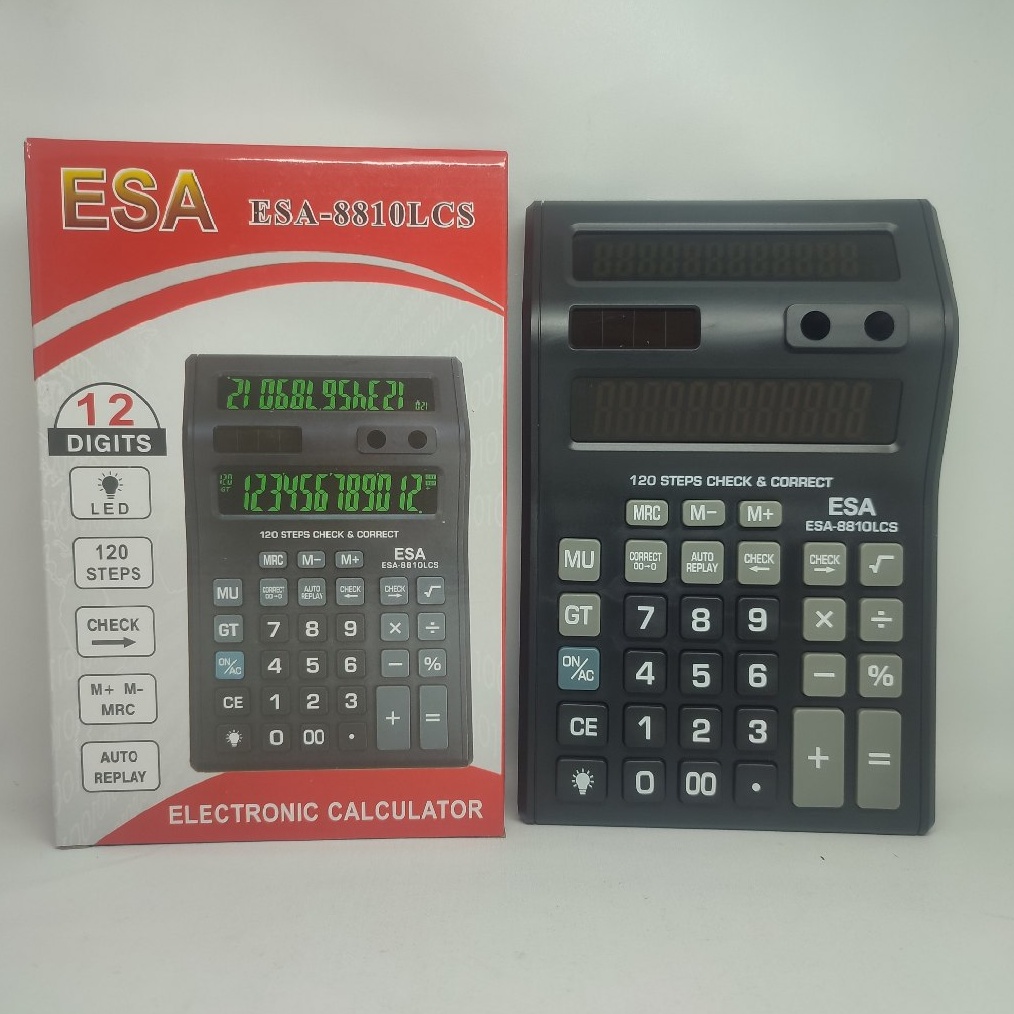 

Kalkulator Calculator Esa 881 LCS LED 2 Layar Kalkulator Besar 12 DigitKalkulator Dagang e D7H9