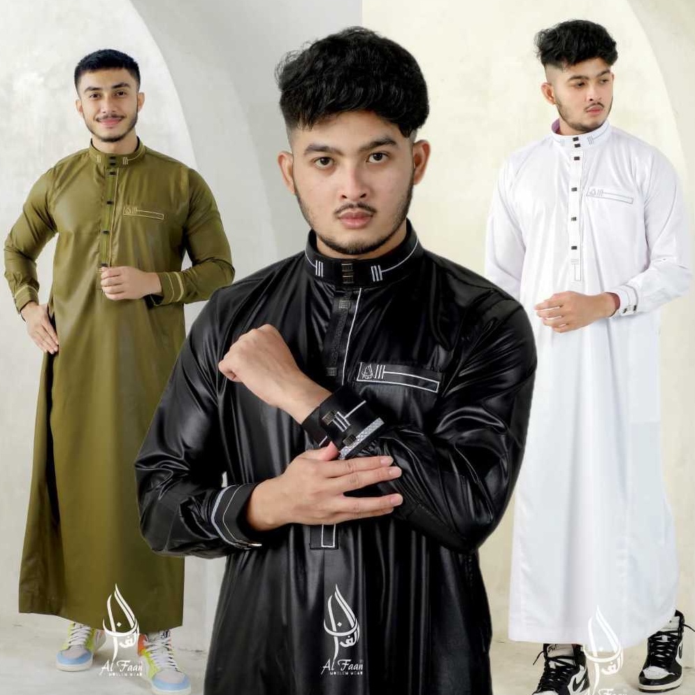 Jubah Pria Gamis Pria Jubbah al faan Bordir Jubah Muslim Koko Gamis model haramainalnoor KODE A2H4