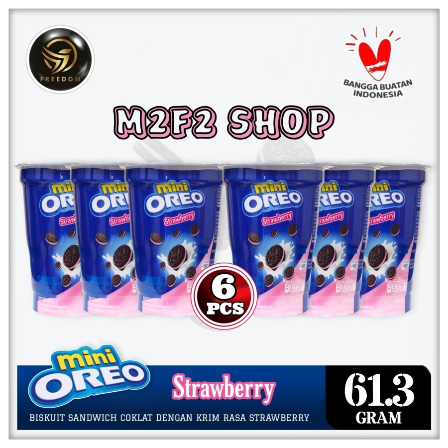 

Biskuit Oreo Cup Mini Strawberry Flavored Creme | Krim Stroberi - 61,3 gr (Kemasan 6 Pcs)