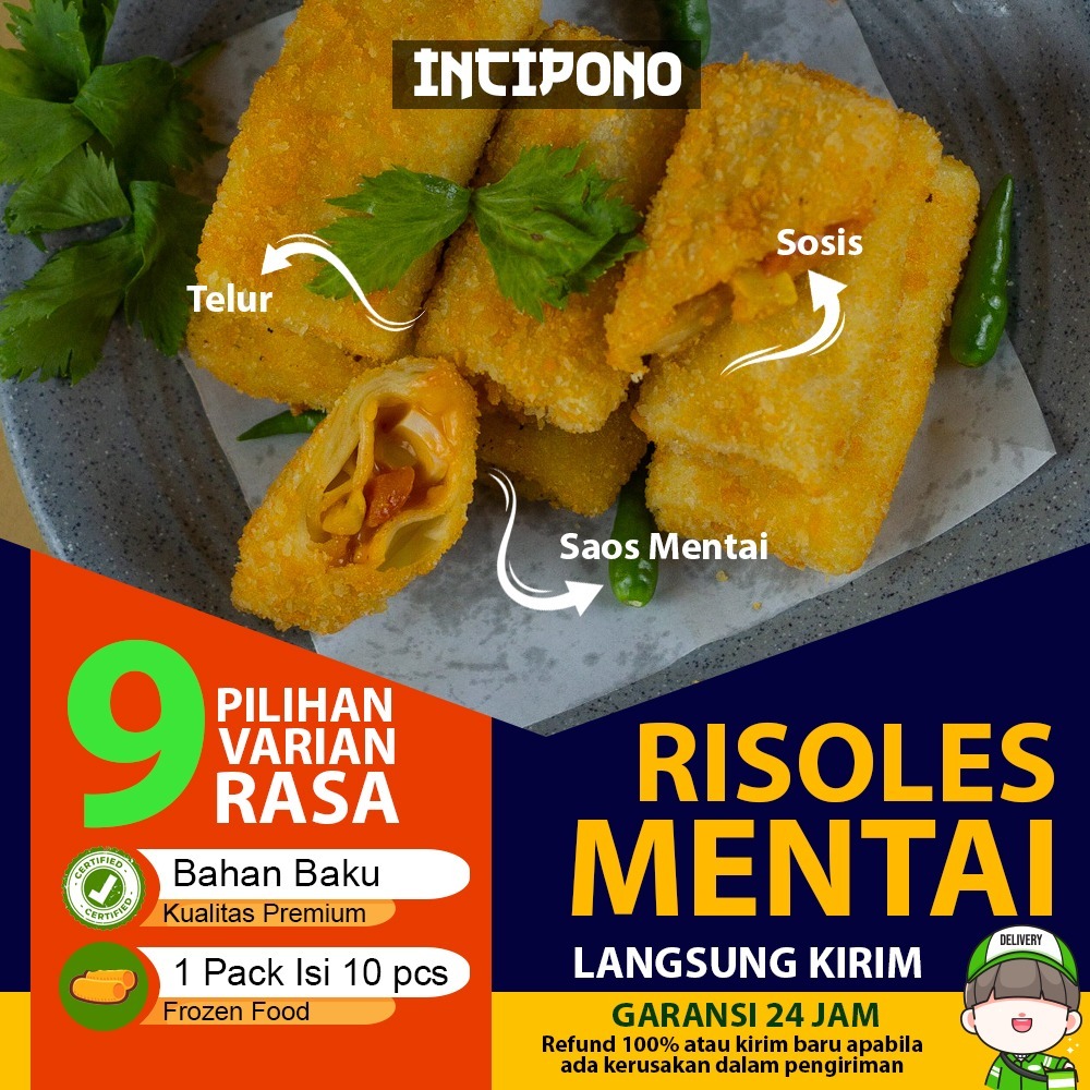 Incipono Risoles Mentai Sauce Rasa Gurih Pedas Telur Sosis Isi 10 Frozen Food Halal Premium Hotel