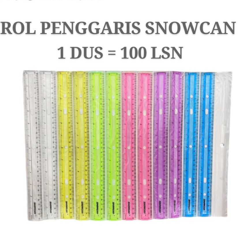 

Penggaris plastik lentur 30 cm SNOWCAN renteng isi 12 pcs warna warni