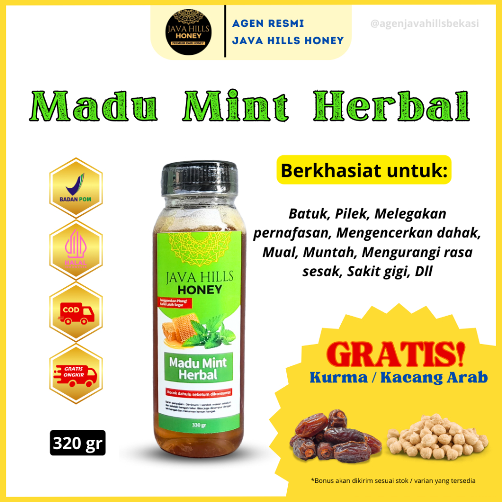 

Madu Mint Herbal Java Hills Honey / Madu Mint Herbal Asli / Mengobati Batuk