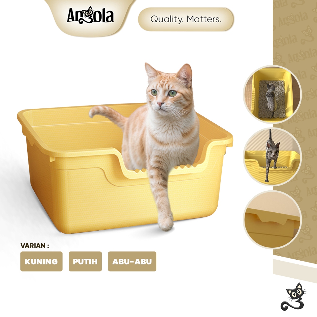 ANGOLA Pet Litter Box Desain Terbuka Ukuran Besar M19 Toilet Kucing Anjing / Bak Pasir Hewan