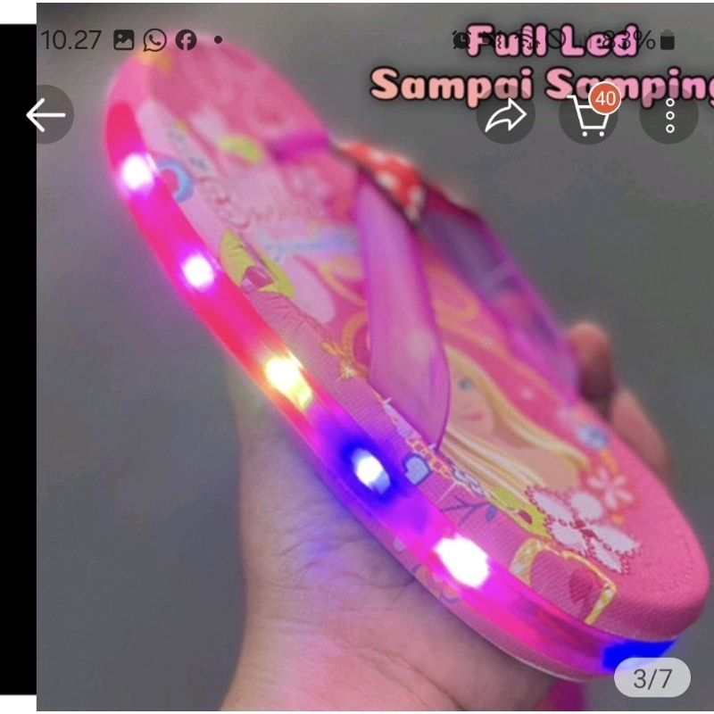 SANDAL JEPIT ANAK BARBIE LAMPU LED FLIP FLOP IMPORT
