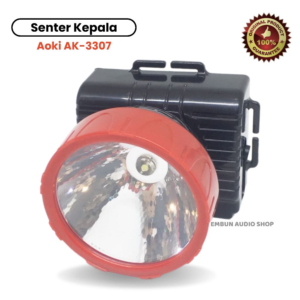 MURAH Senter Kepala AOKI AK-3307 Cahaya Putih Super Terang Tahan Hingga 10Jam Cas Ulang | Senter Kep