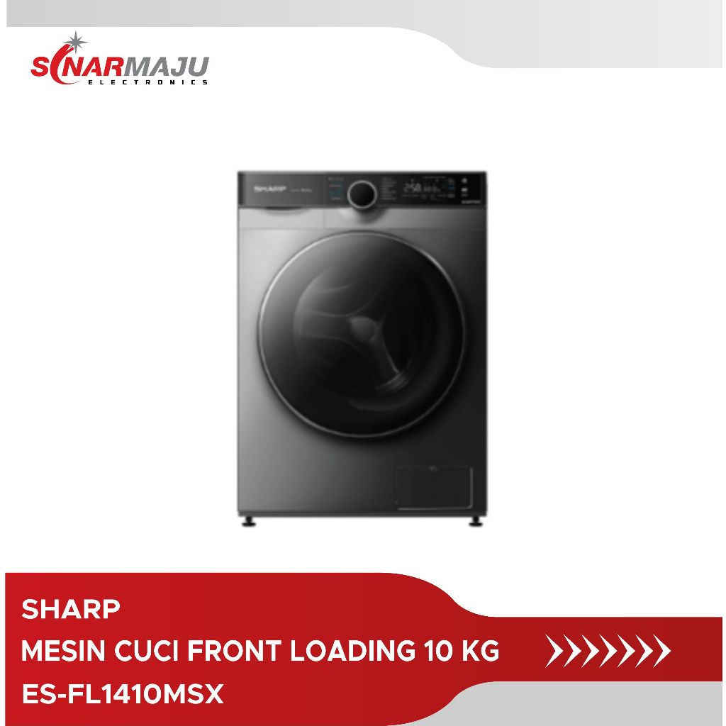 MESIN CUCI 1 TABUNG SHARP 10 KG FRONT LOADING ES-FL1410MSX