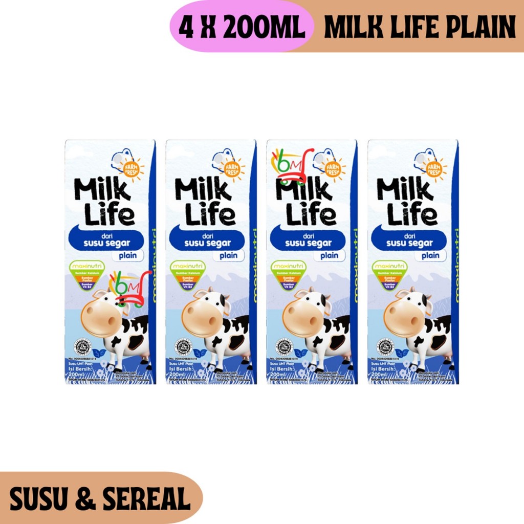 

4PCS Milk Life Plain Susu Sapi Segar Tanpa Rasa