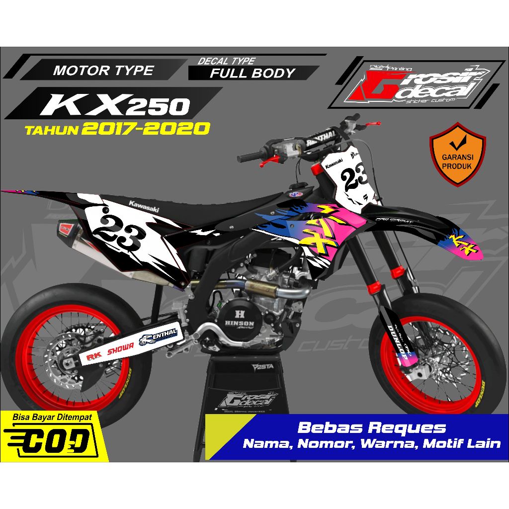Sticker Striping KX 250 2017 - 2020 Full Body Fullblok Bebas Reques