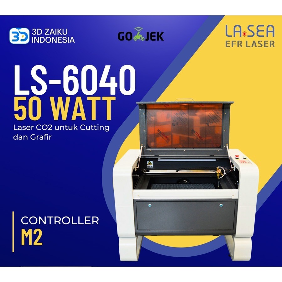 Zaiku CNC LS-6040 with 50 Watt Laser CO2 untuk Cutting dan Grafir