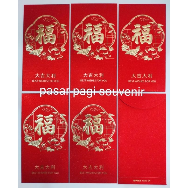 

amplop angpao fuk panjang/angpau sincia/hoki 17×9cm/6pcs kualitas premium