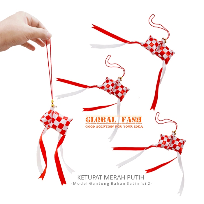 

ketupat pita satin merah putih / hiasan gantung mobil/ aksesoris hut ri / aksesoris agustusan