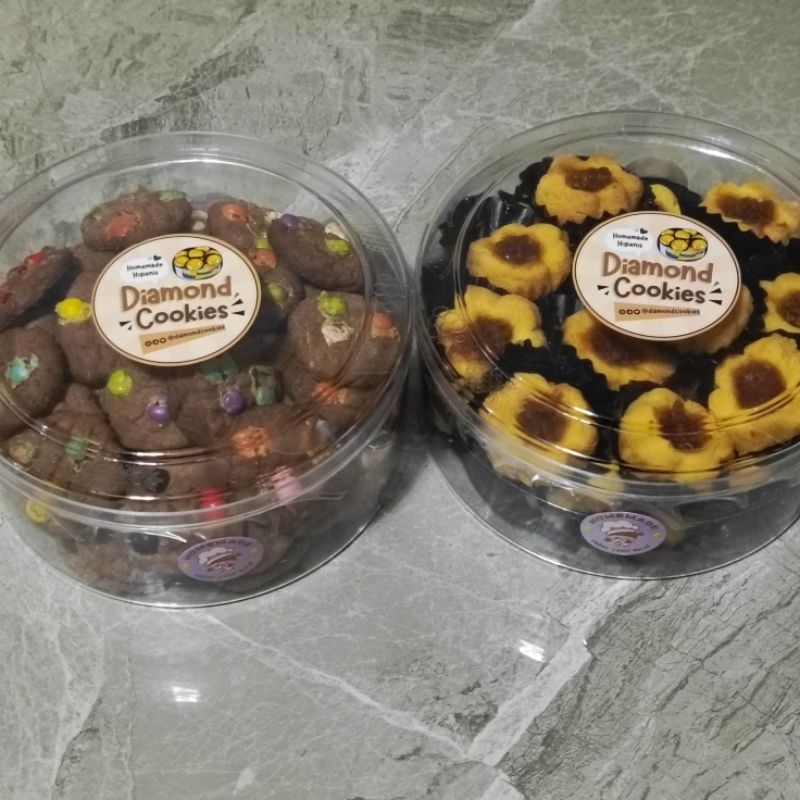 

【 DIAMONDCOOKIES 】PAKET BUNDLING JUMBO 2!! ( Coklat Chips - Thumprint Nanas ) • WISMAN • Premium • Mika Bulat • Isi 2 Mika Bulat