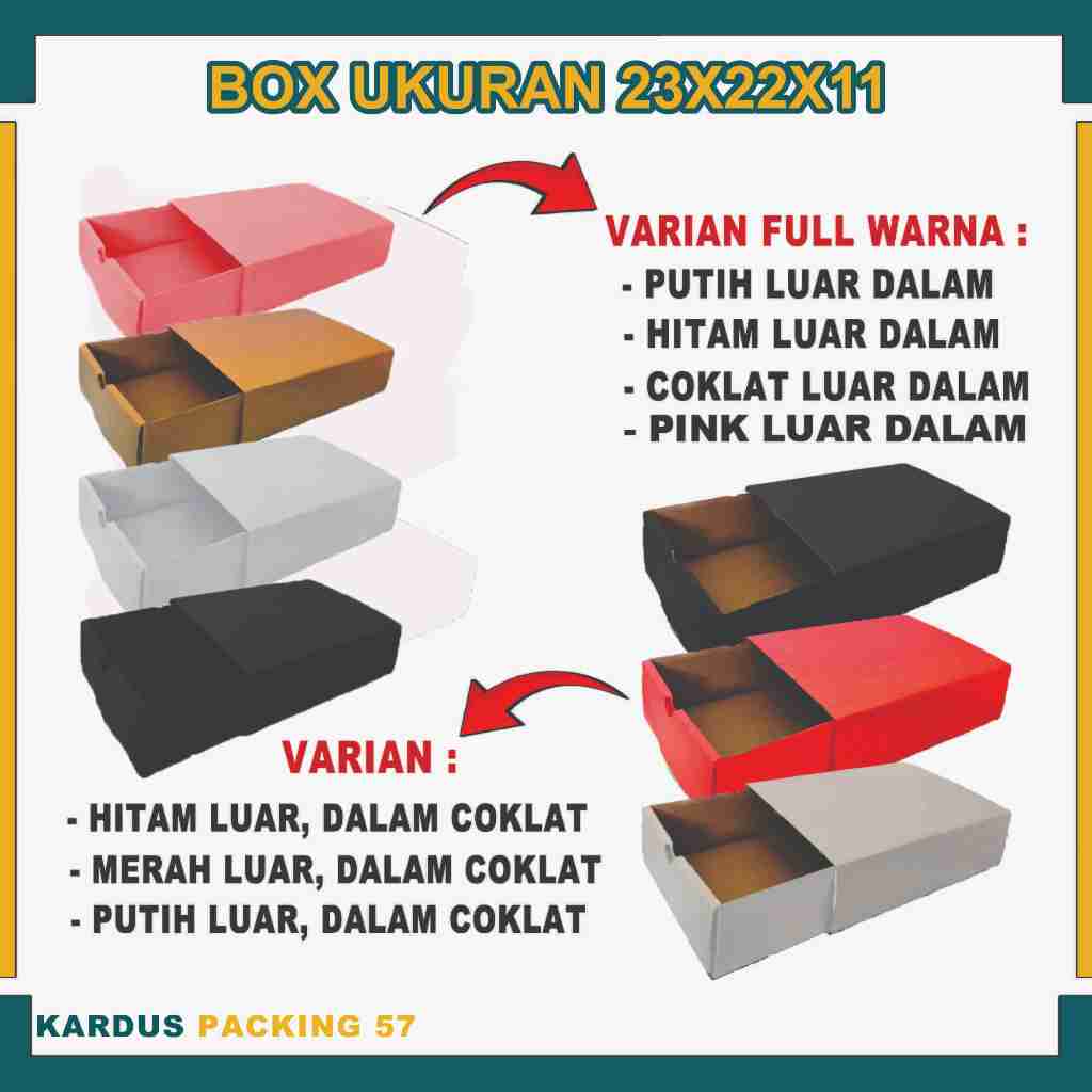 

(PAKET 5 PCS) Box 23x22x11 cm / Slide Box / Kardus Kemasan / Karton Polos