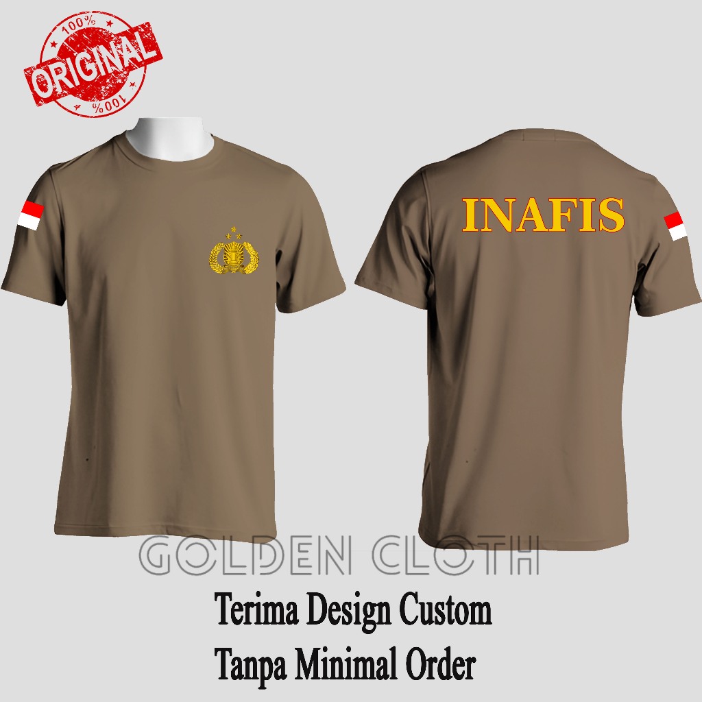 Baju Kaos Dalaman Polisi Cokelat INAFIS POLRI Unit Identifikasi Terbaru