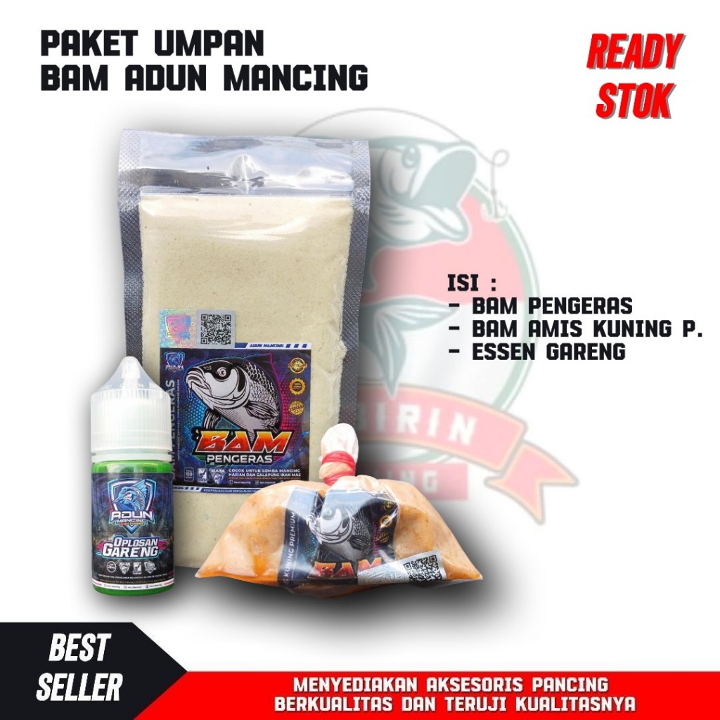 PAKET UMPAN ADUN GARENG - BAM PENGERAS - BAM AMIS KUNING PREMIUM - UMPAN IKAN MAS ADUN MANCING