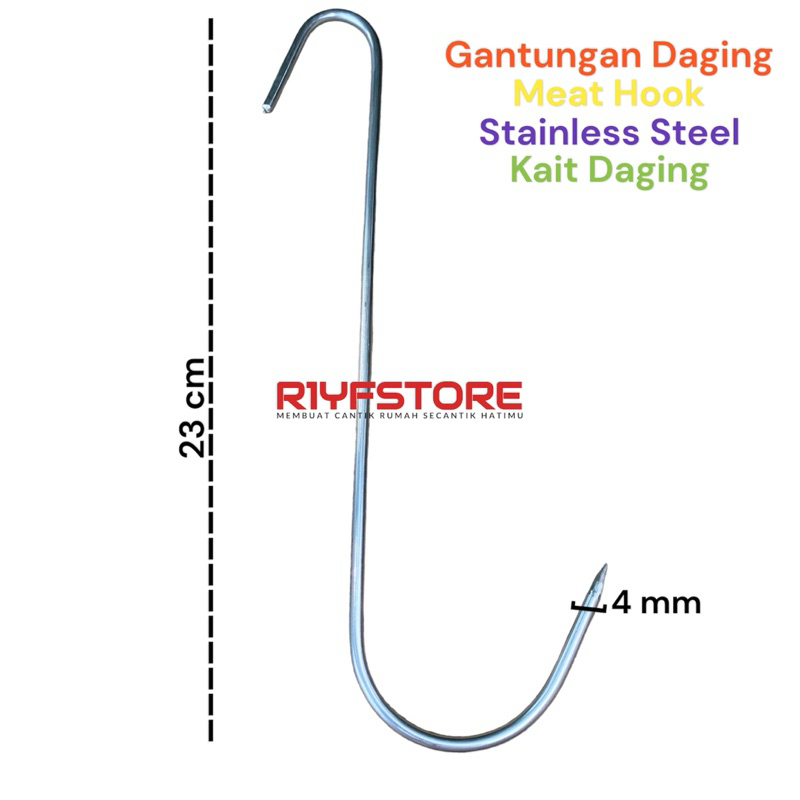 

GANTUNGAN DAGING Stainless Steel Meat Hook Ujung Runcing Tebal 4mm