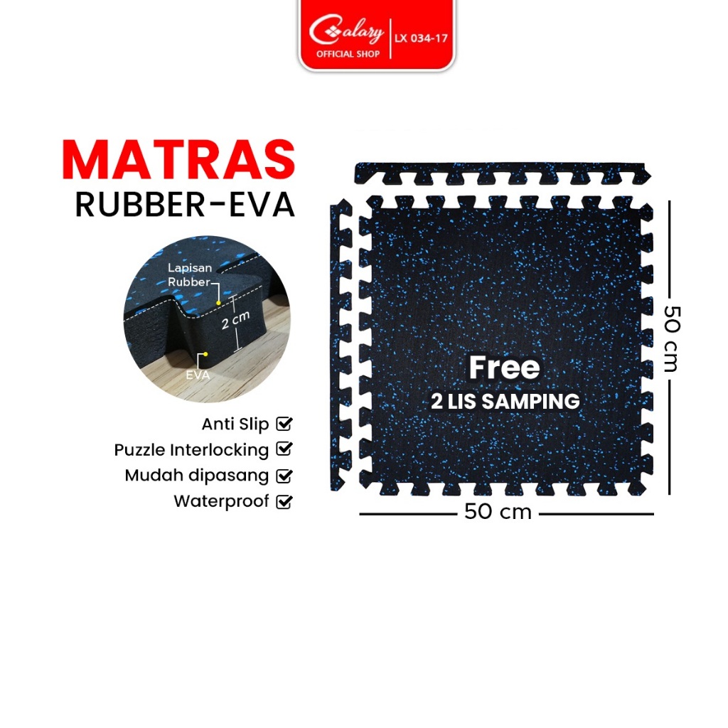 CALARY Matras Evamat Karet 50x50x2cm Tebal Empuk Anti Air 034-17
