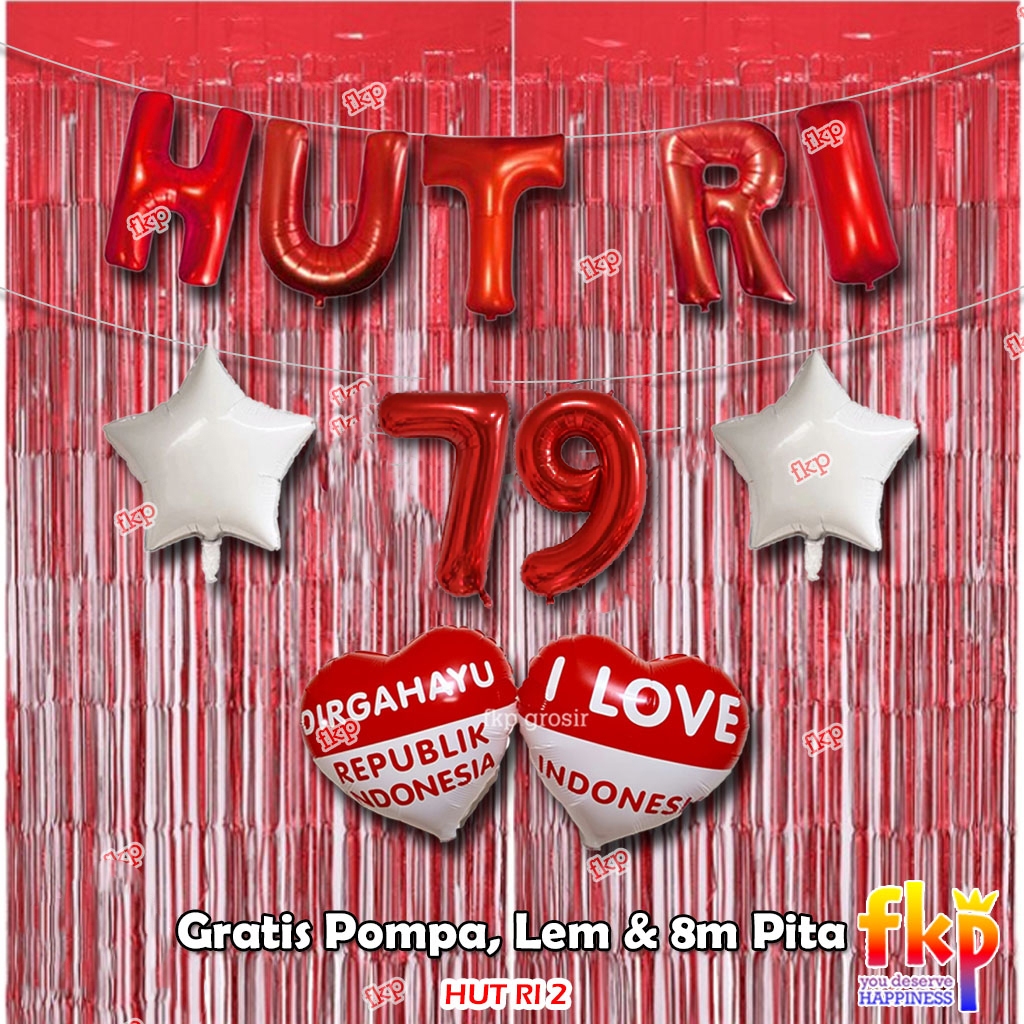 FUN KIDS PARTY Paket Dekorasi HUT RI / Paket Menyambut Hari Kemerdekaan Balon Dirgahayu Agustusan