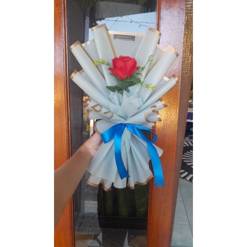 Buket Bunga Single Rose || Buket Bunga Mawar 1 Kutum