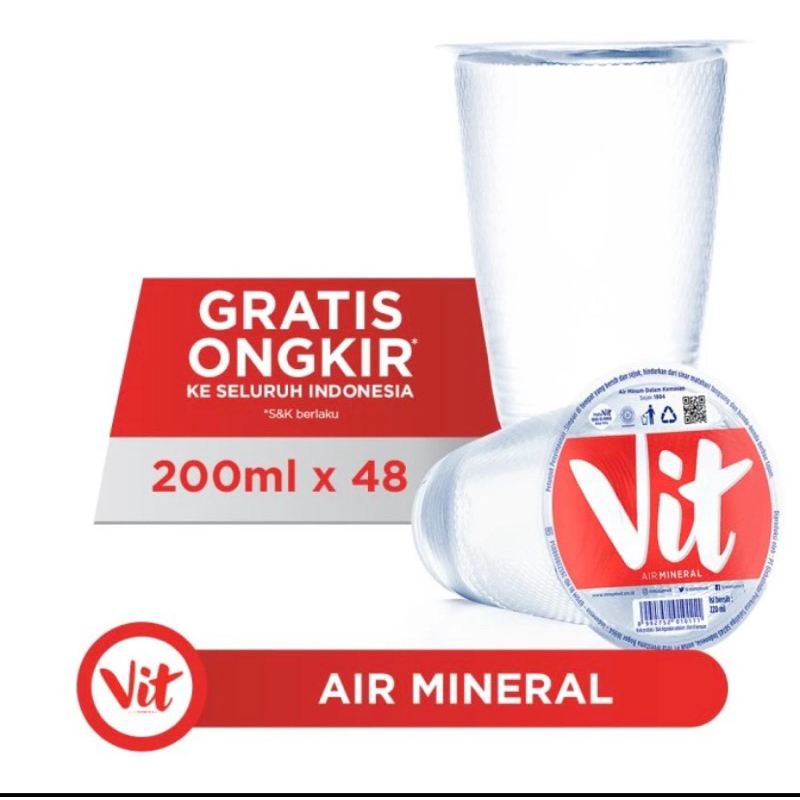 

VIT air mineral 200ml x 48 cup 1 (dus)
