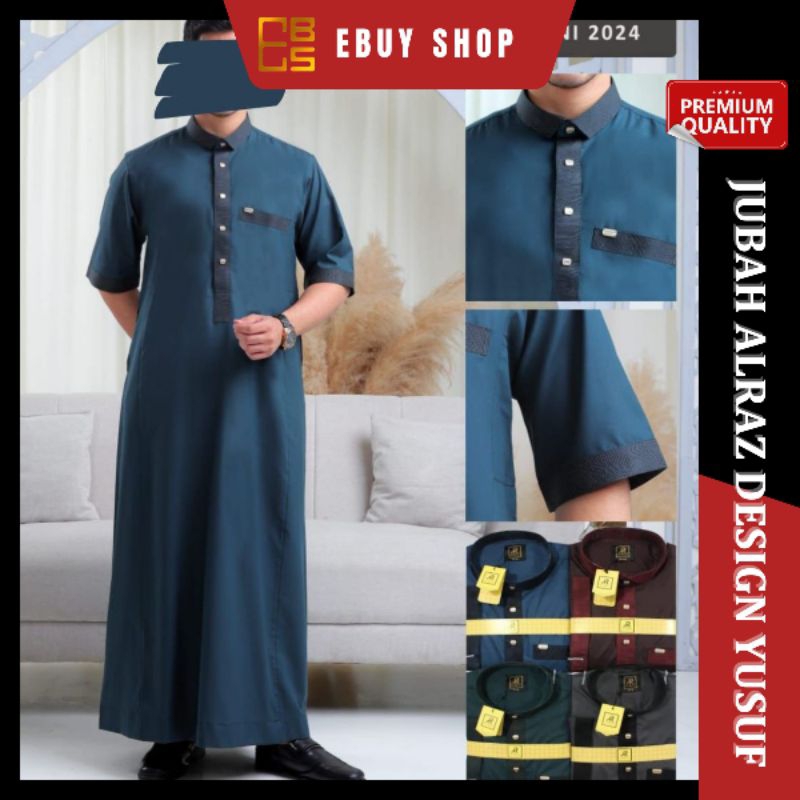 Premium Jubah ALRAZ Lengan Pendek / Gamis Al Raz Design Yusuf Kombinasi