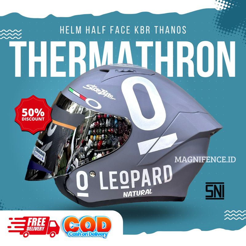 Helm KBR Half Face Leopard Dala Porta Spoiler Helm Half Face SNI Helm Half Face Dewasa Helm Pria dan
