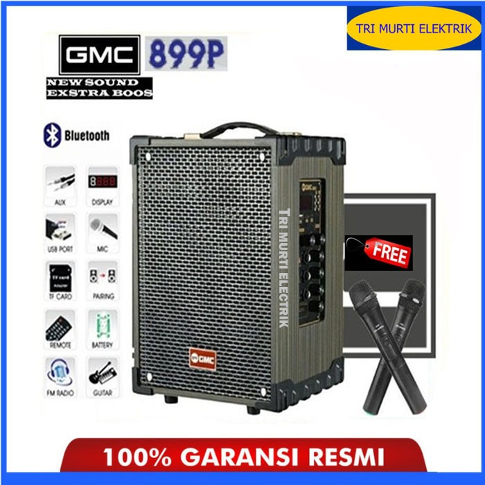 Speaker Portable karaoke GMC 889P BLUETOOTH USB FREE 2 MIC WIRELES - Bisa Untuk Gitar Listrik