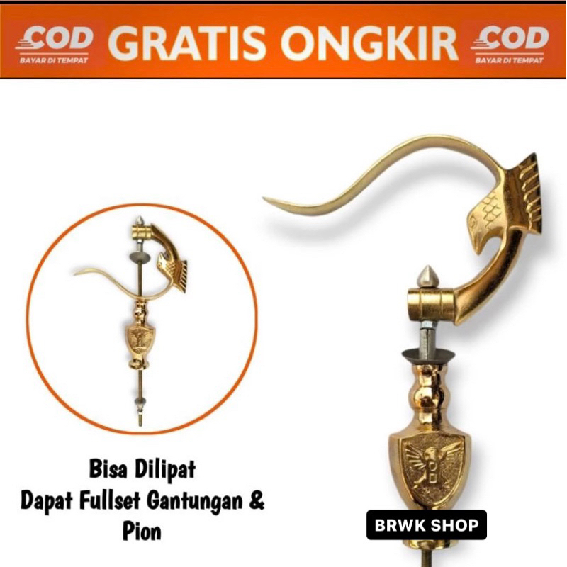 gantungan dan pion sangkar kotak  Rep Radja gold emas