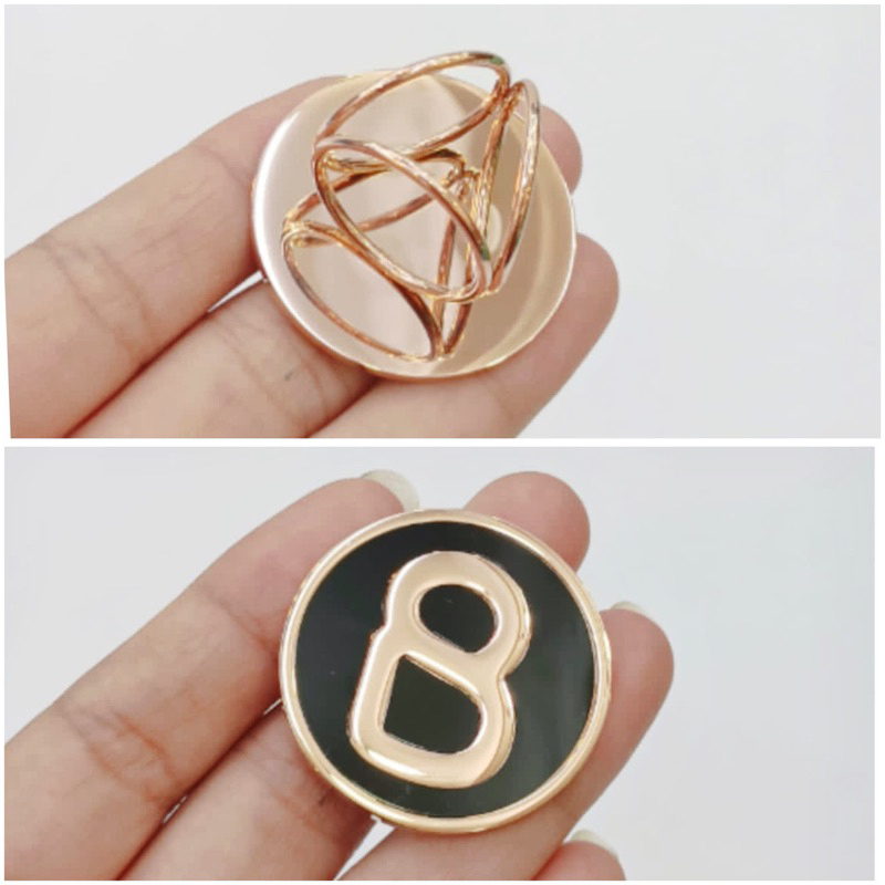 Ring bros cincin jilbab hijab titanium button bulat B hitam lis rosegold