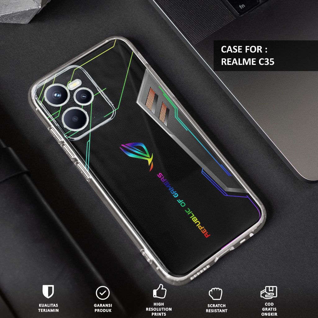 Case REALME C35 - Casing REALME C35 Motif ROG - Softcase Premium Fourside - Bening Transparant - Sil