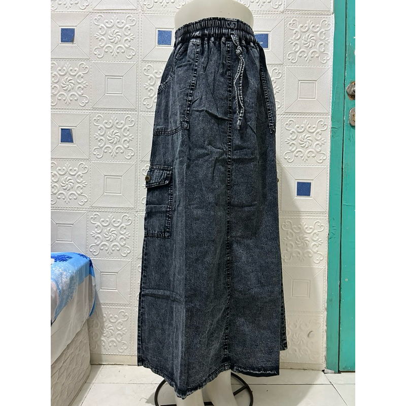 Rok Cargo Wanita bahan kain levis