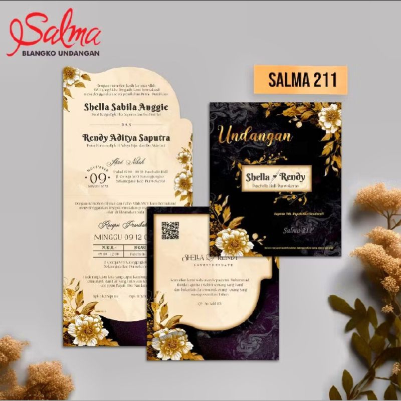 Cetak Undangan Pernikahan SALMA 211 Sudah Termasuk Cetak Tex + Blangko + Plastik Lengkap