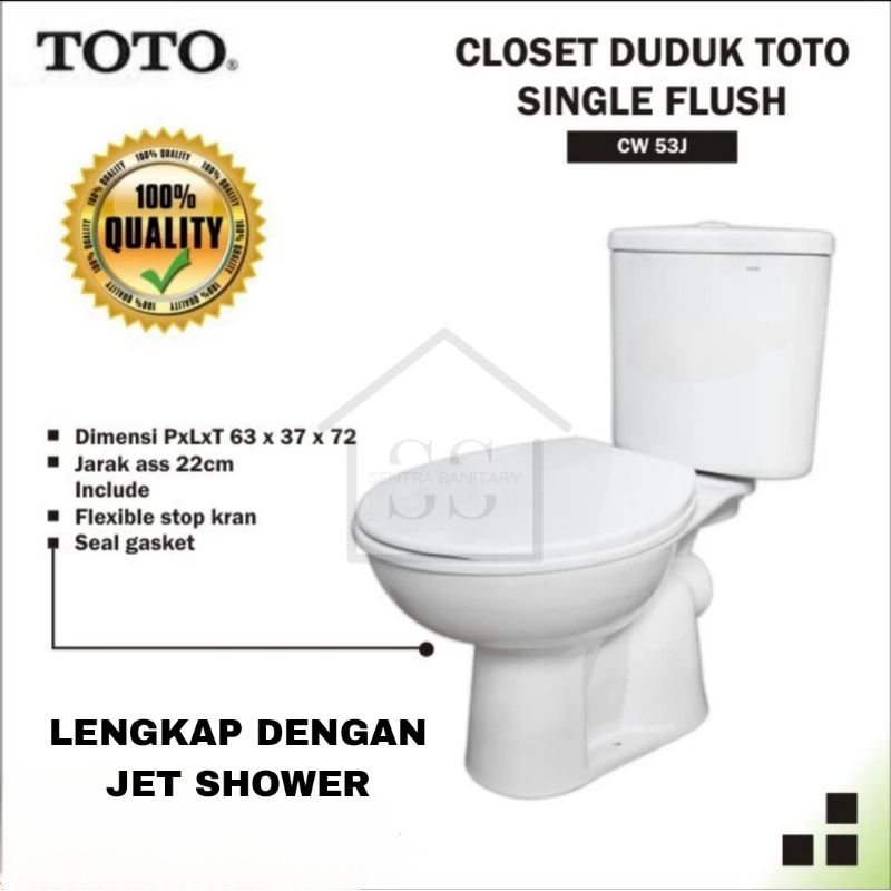 KLOSET DUDUK TOTO CW 53 J/SWP 53 JW PAKET LENGKAP