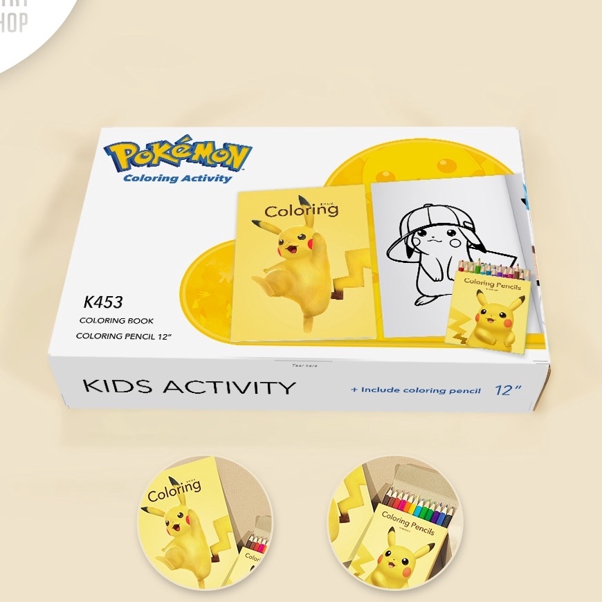 Ekstra K453 Pikachu  Souvenir Ulang Tahun Anak Buku Mewarnai Dan Pensil Warna  Pokemon
