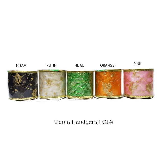 

SUPER BIG SALE Pita Natal Bless 25 inch Lis Emas Berkawat Glitter Elegan Dekor